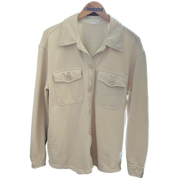 Good American Cream Cotton Shacket Oversized Button Up 1/2 S/M - Picture 3 of 17
